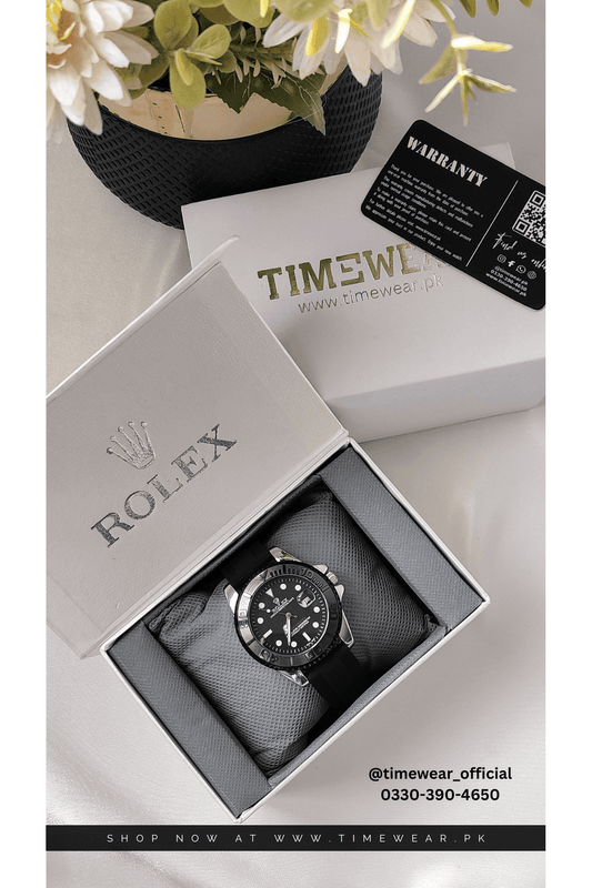 Rolex Gents Yacht Master Silver Black with Rolex Box