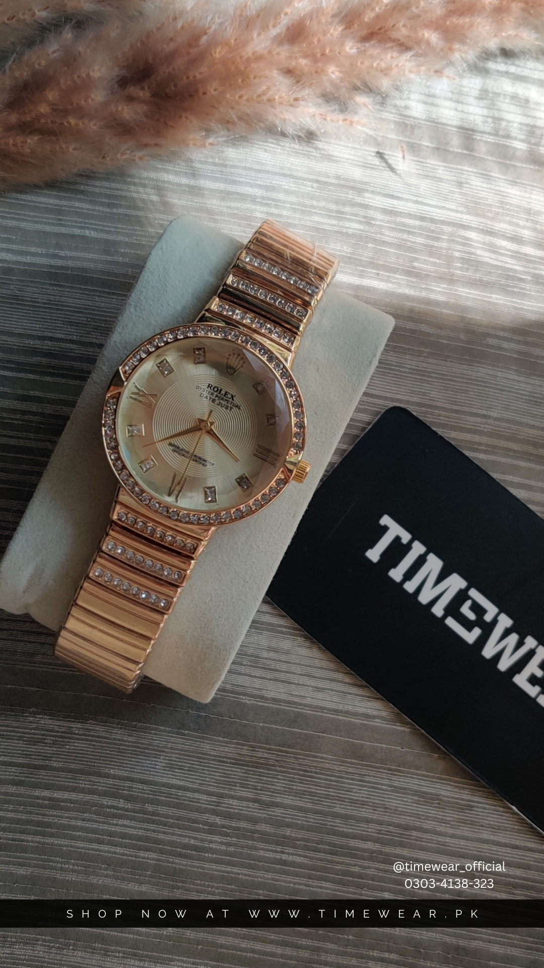 Rolex Stone New-Ladies (Golden) - Premium Box