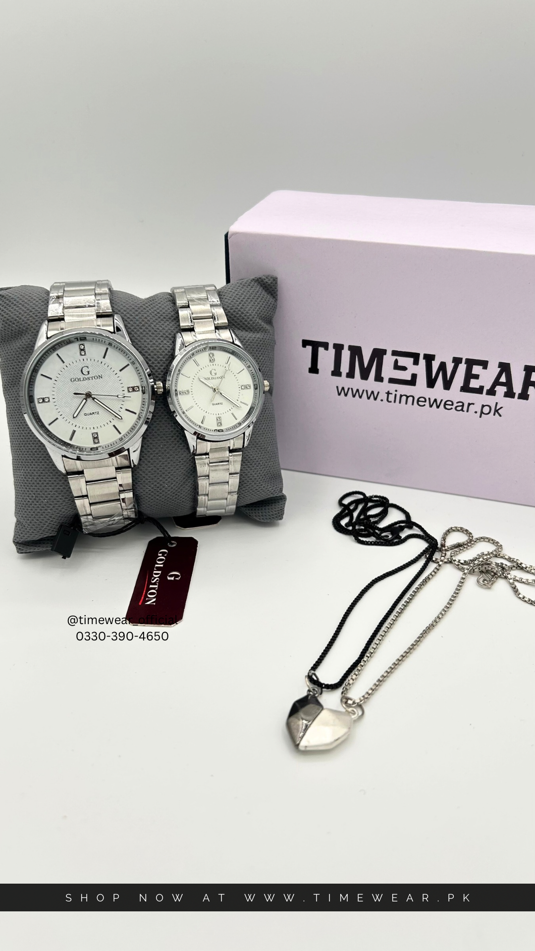 Bundle Offer | Couple Chain (SS) + Magnetic Heart Necklace - Premium Rolex Box