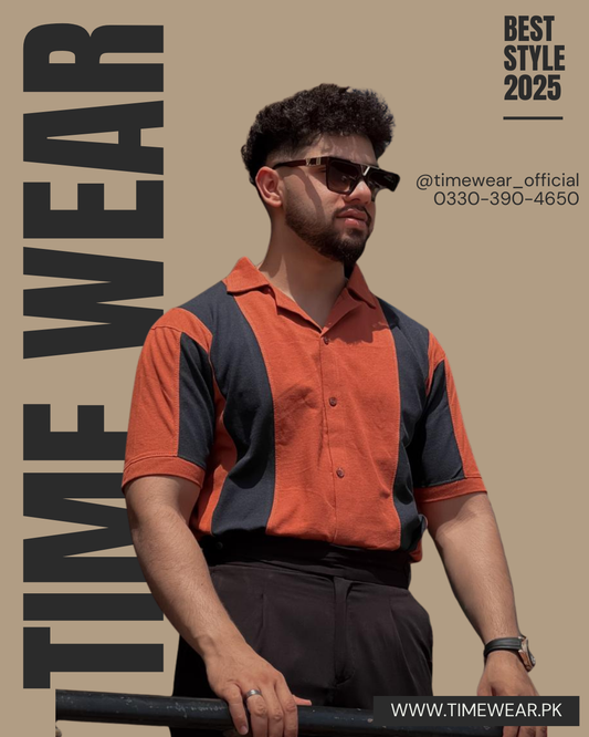 Gents Polo Panel (Orange & Black)