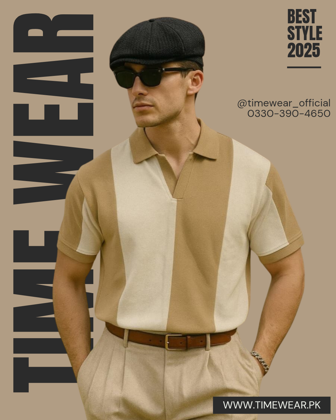 Gents Polo Riviera (Brown & White)
