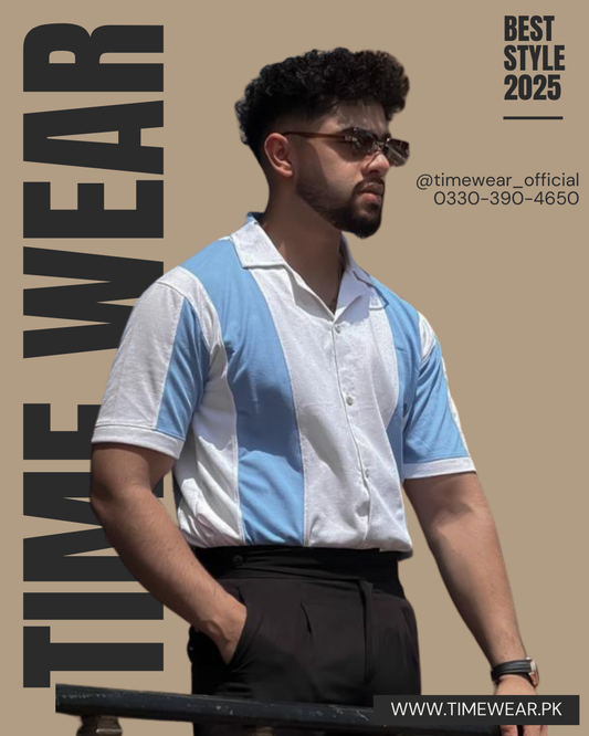 Gents Polo Panel (Blue & White)