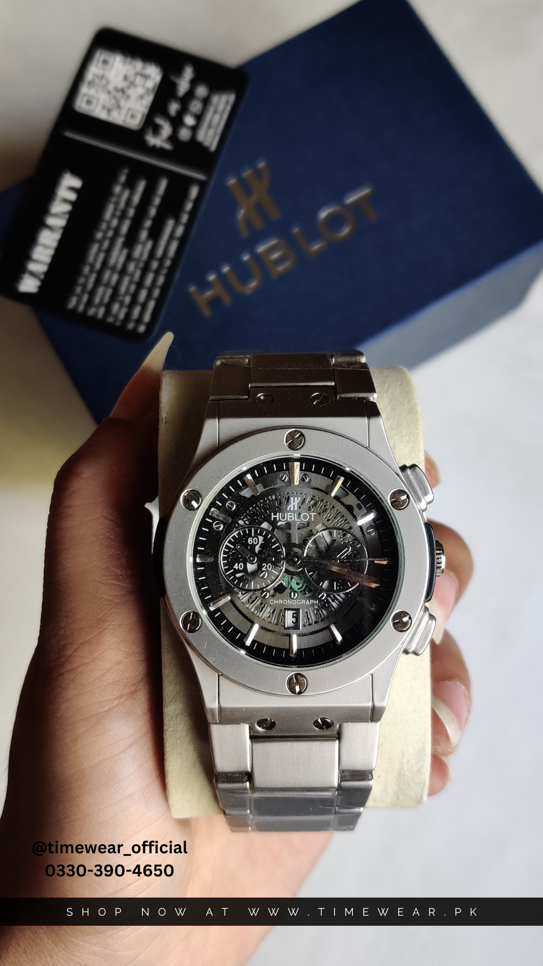 Hublot Chain Skeleton Dial Black (Hublot Box & One Year Warranty Card)