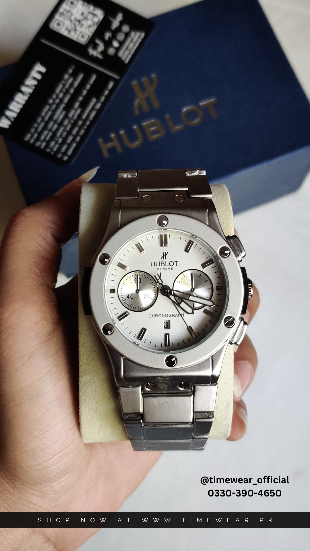 Hublot Chain Chrono Dial White (Hublot Box & One Year Warranty Card)