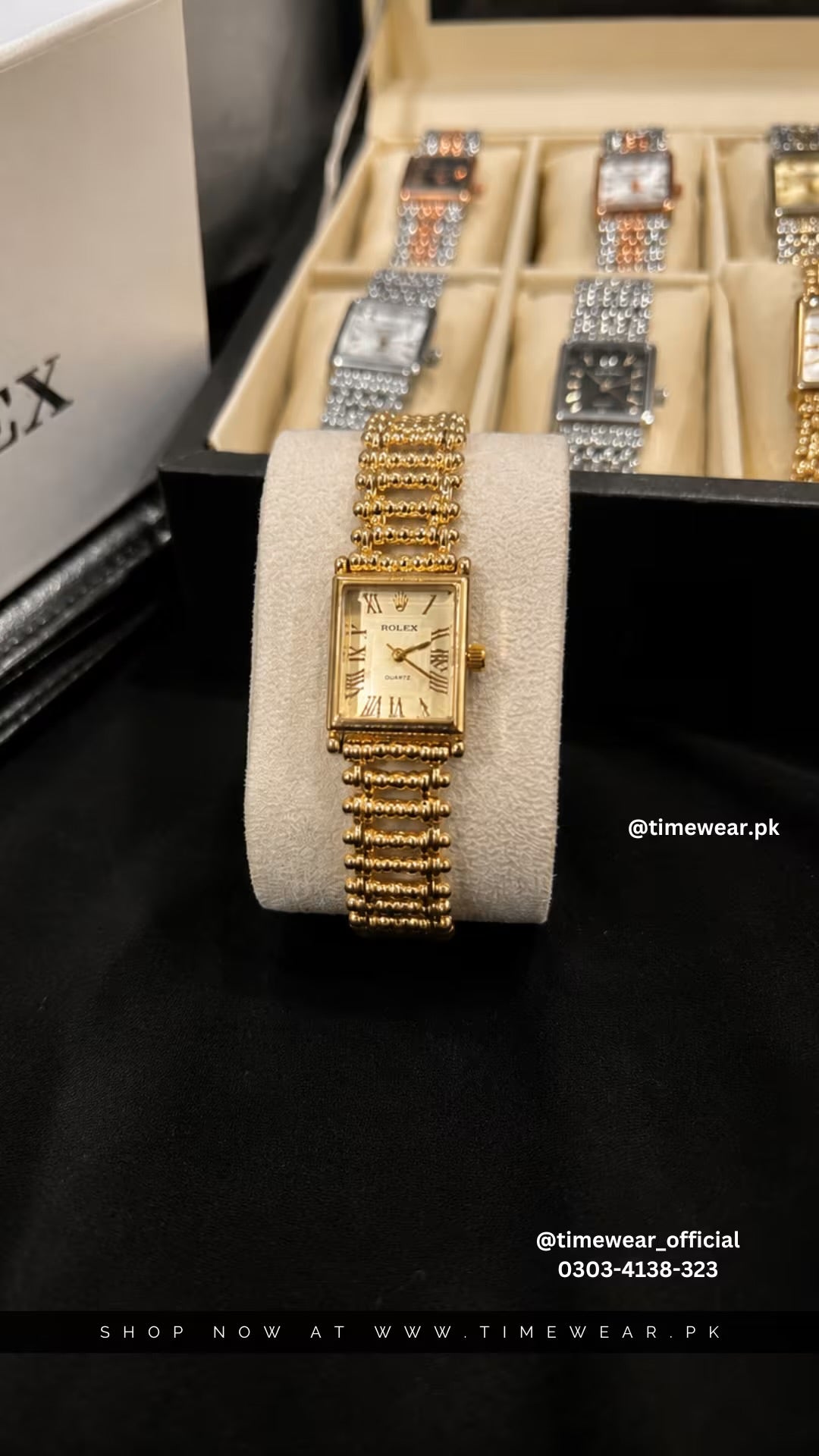 Rolex Roman Golden Chain Golden Dial with Cartier Box & One Year Warranty