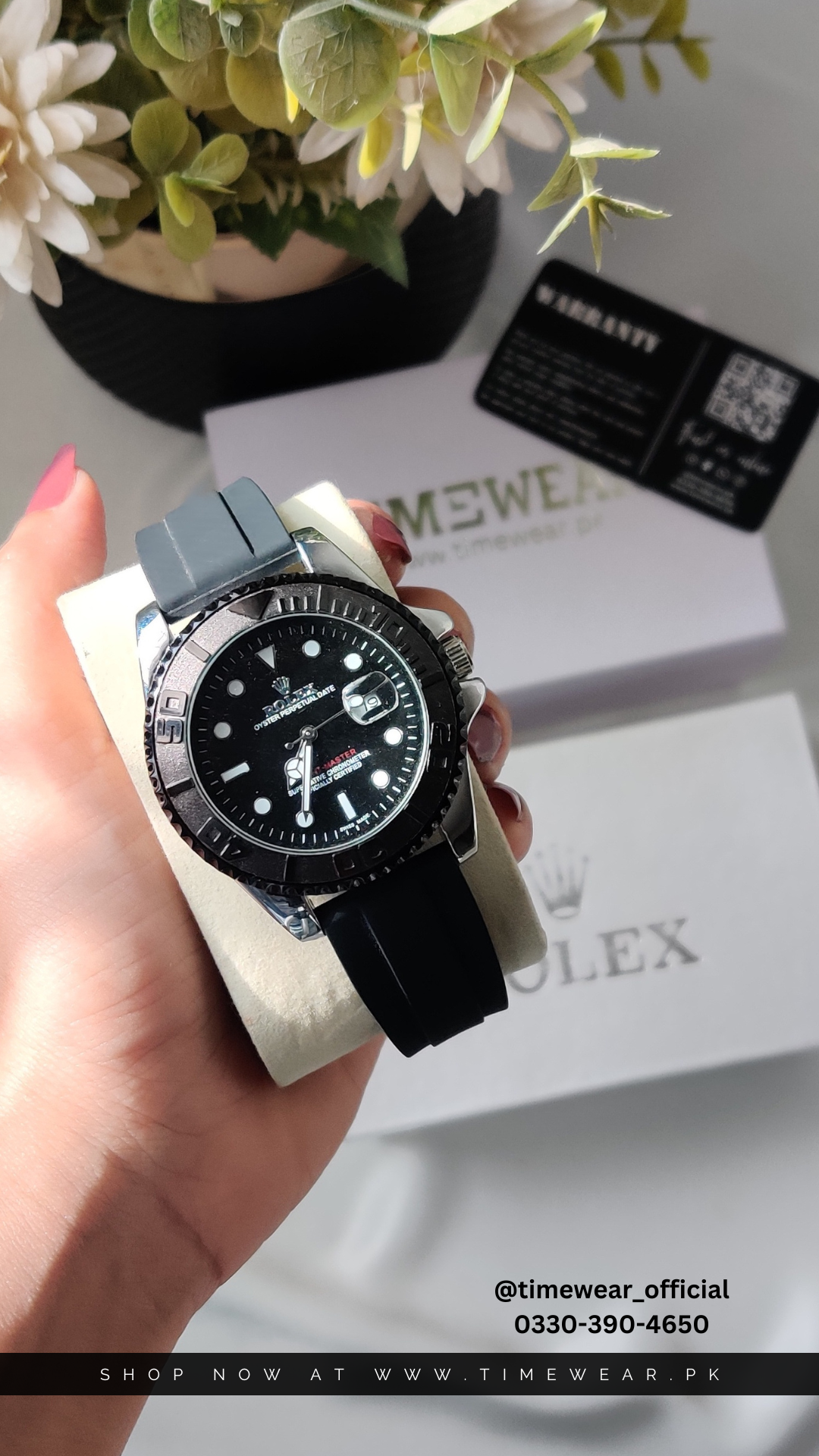 Rolex Gents Yacht Master Silver Black with Rolex Box