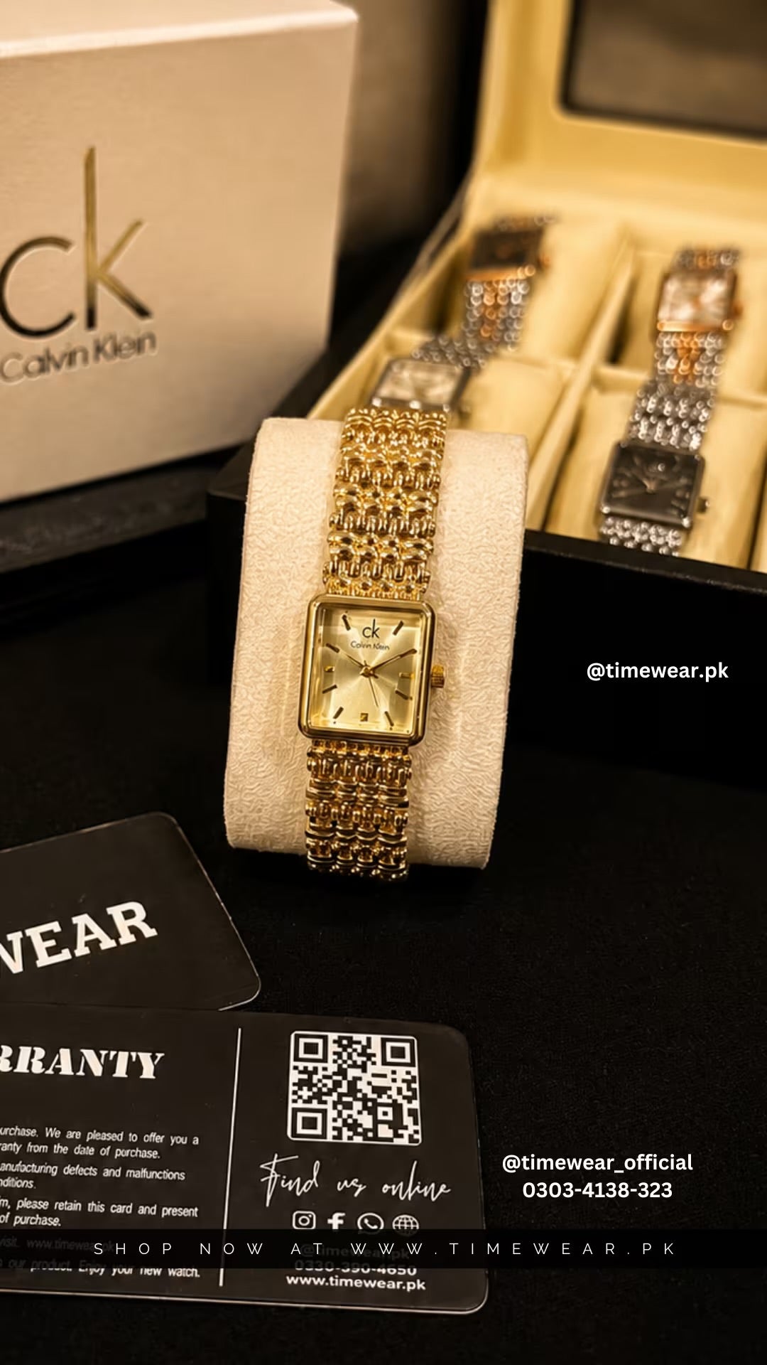 Calvin Klein Ladies Golden Chain Golden Dial with CK Box & One Year Warranty