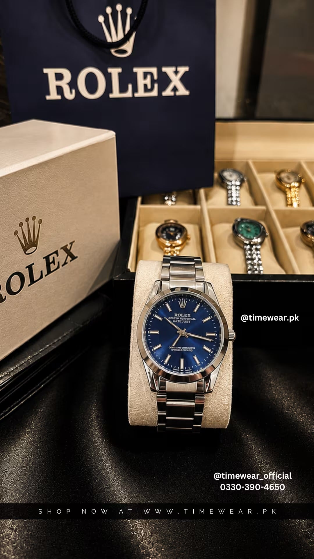 Rolex Gents (BL-02) with Rolex Box & One Year Machine Warranty
