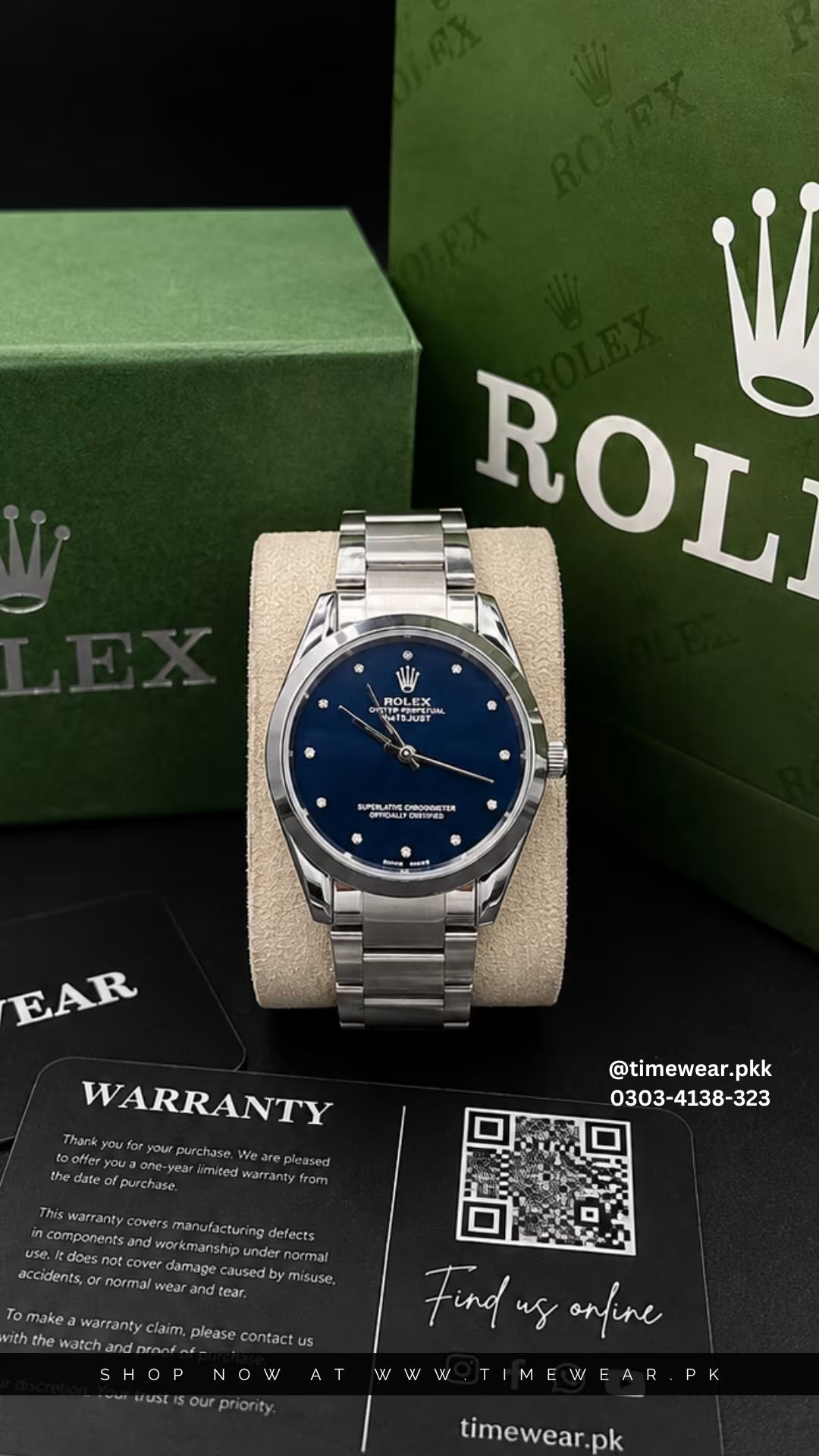 Rolex Gents (BL) with Rolex Box & One Year Warranty