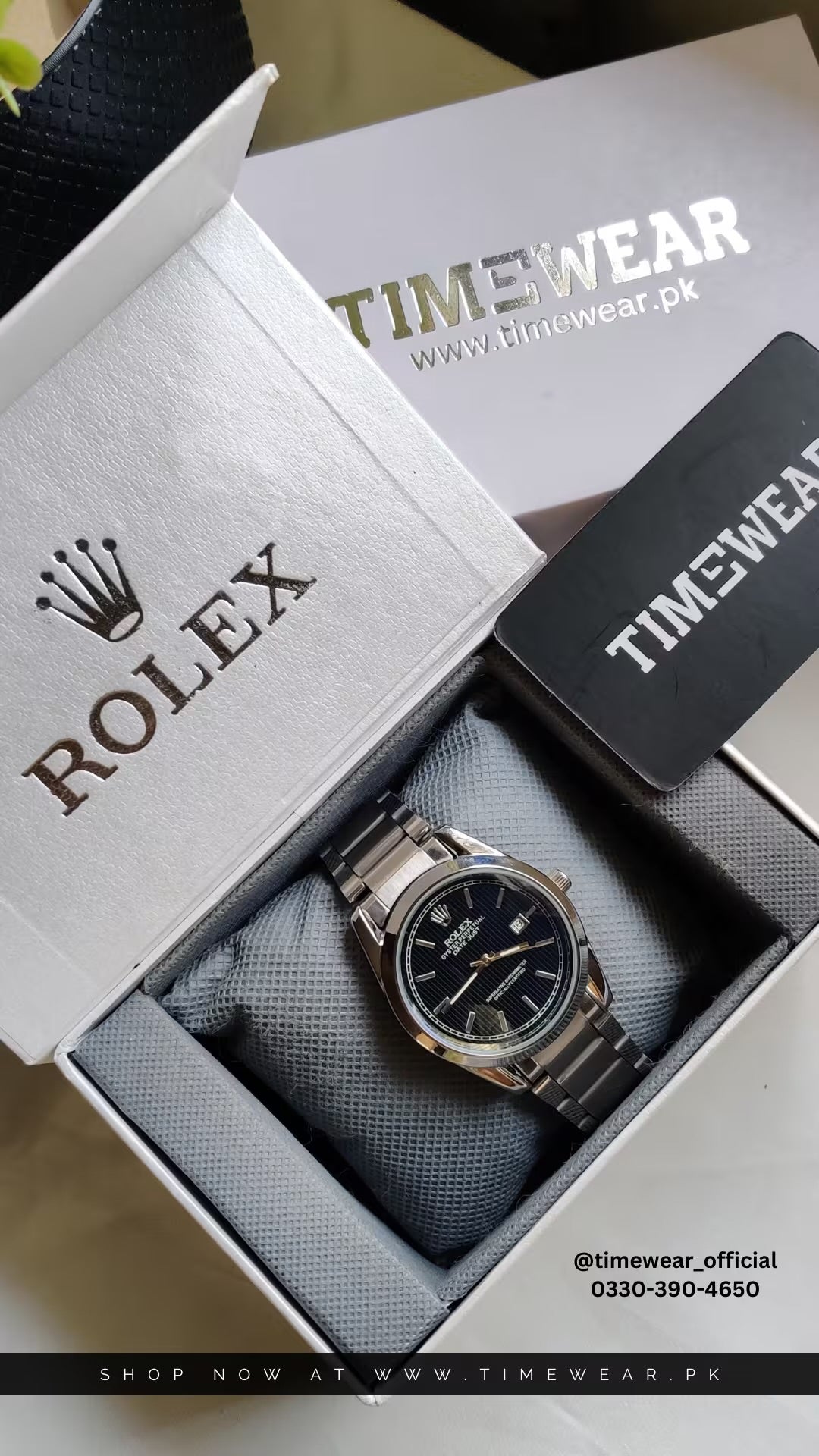 Rolex Gents (BL-Date-SB) with Rolex Box & One Year Machine Warranty