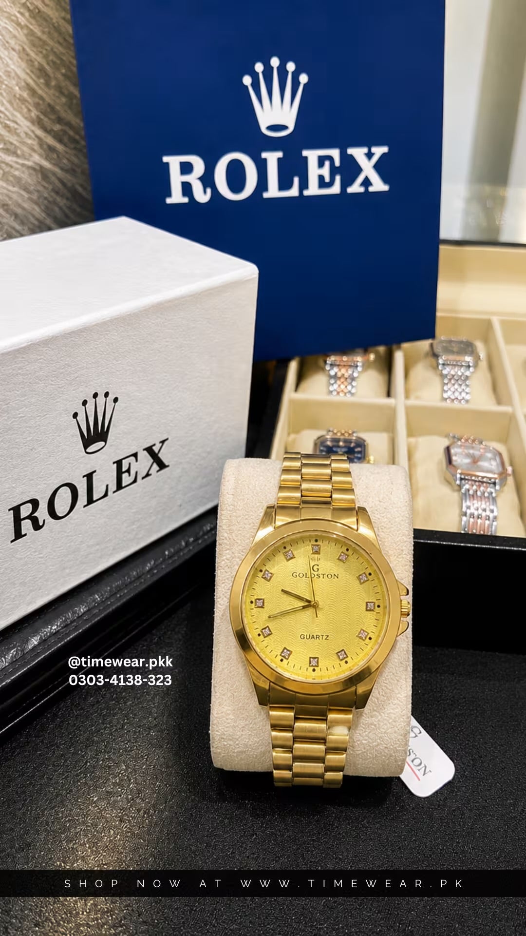 Goldstone Gents (Golden) with Rolex Box & One Year Machine Warranty