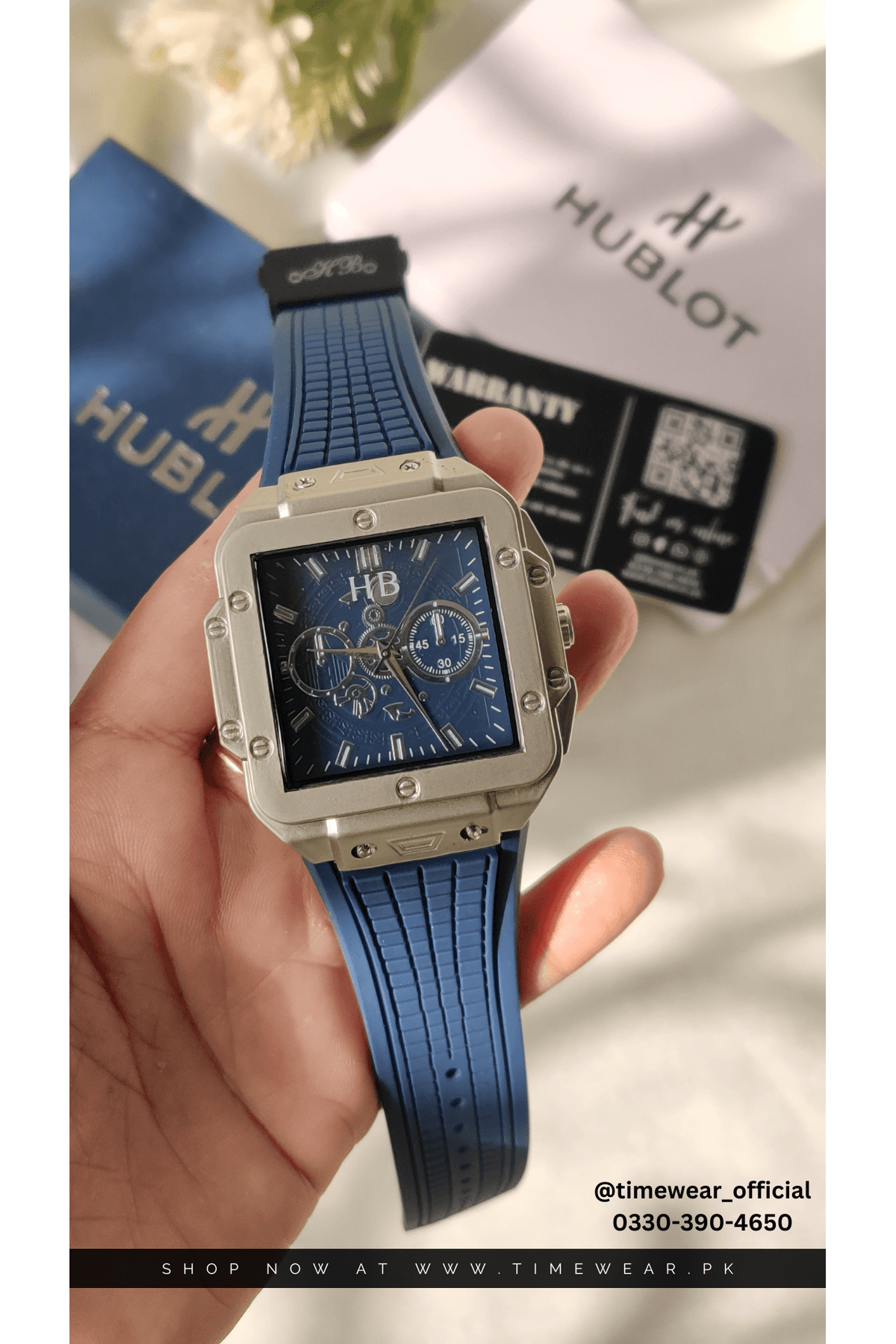 Hublot Square Blue Strap Adjustable Master Lock with Hublot Box