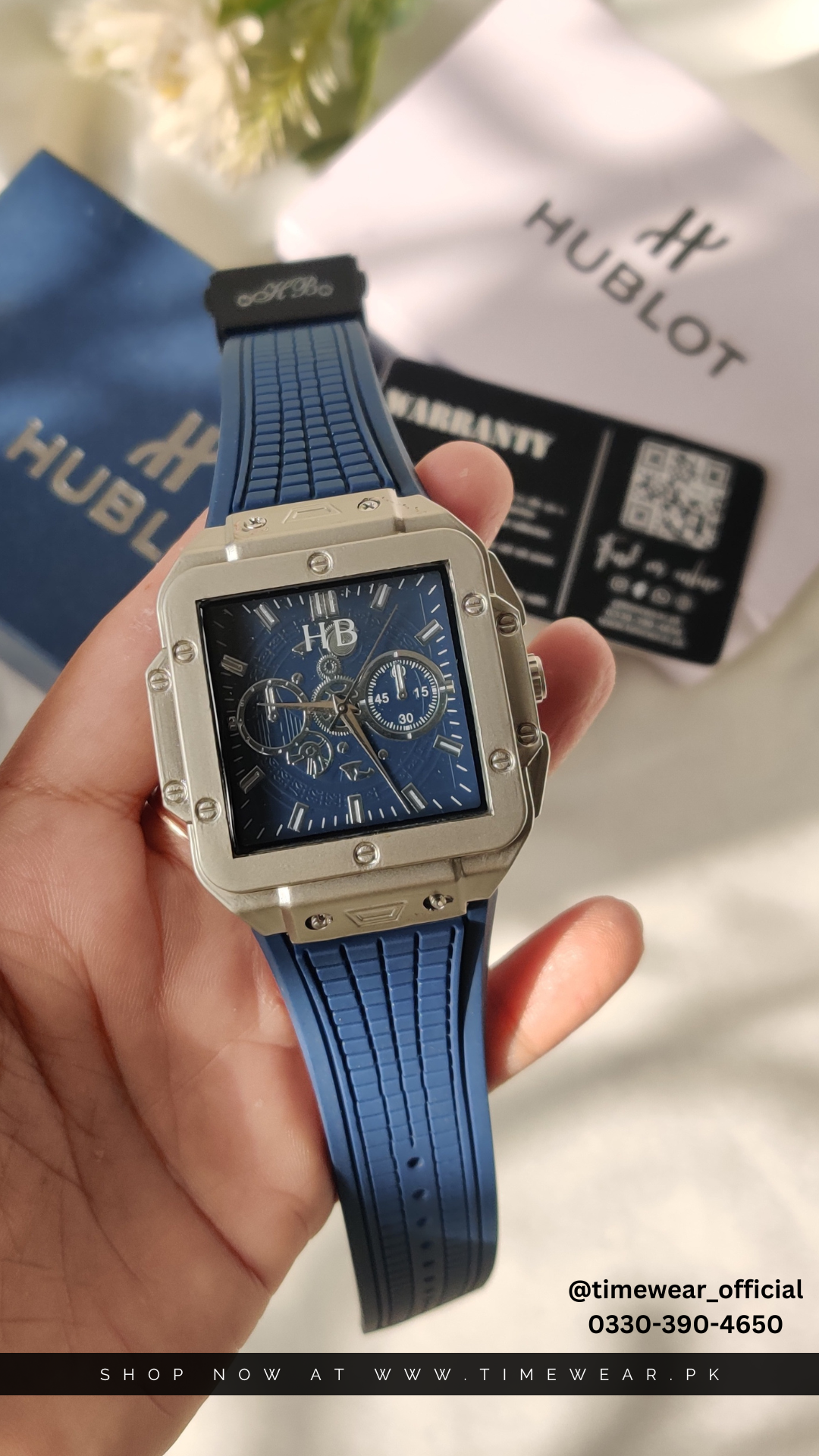 Hublot Square Blue Strap Adjustable Master Lock with Hublot Box