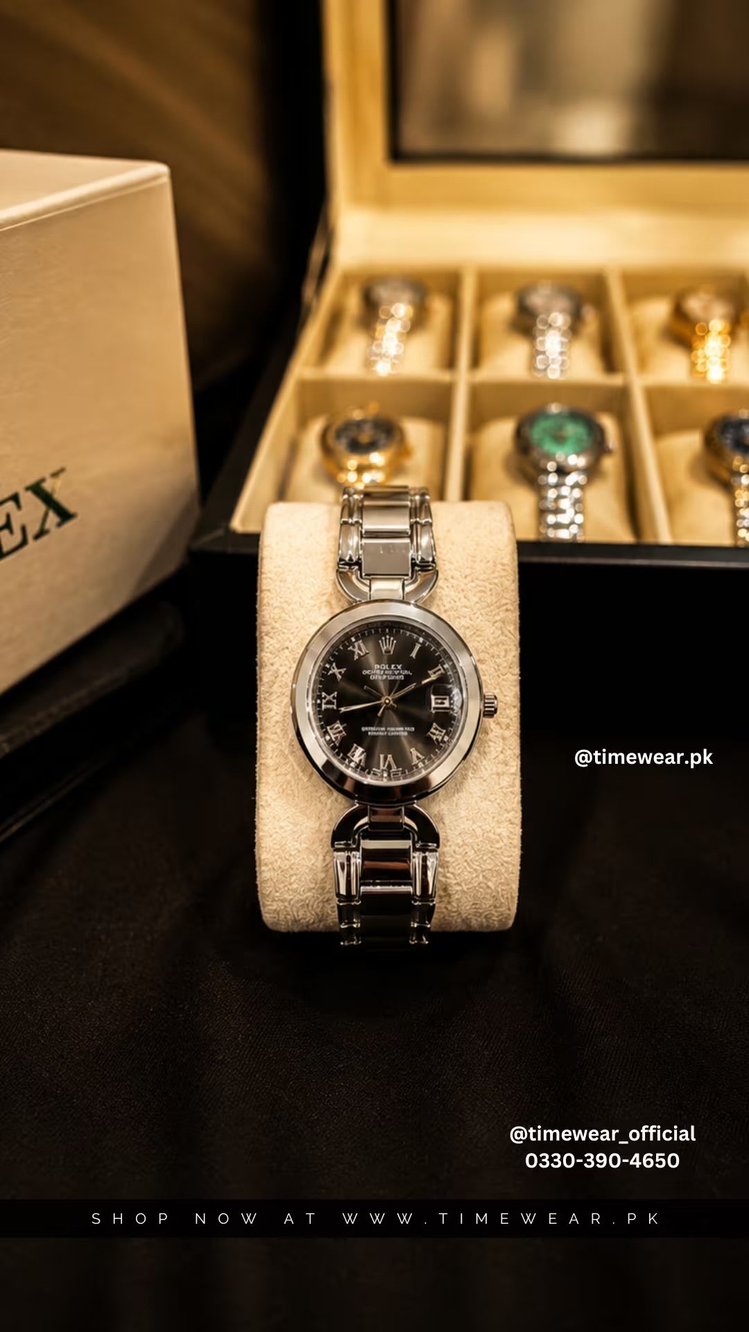 Rolex Roman Silver Black with Rolex Box & One Year Warranty