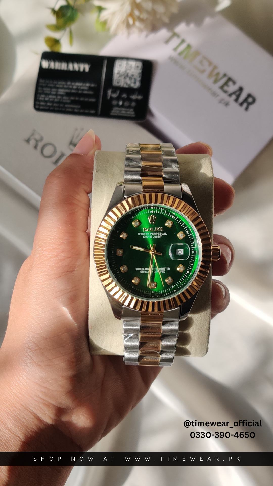 Rolex Gents Crown Lock (Kan-TTG-Green) Premium Rolex Box, Bag & Warranty Card
