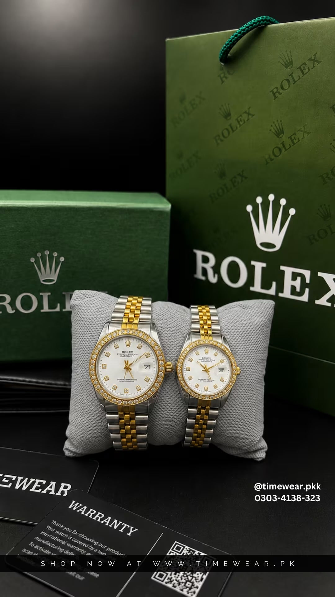 Rolex Couple Stone Date NW (TTW) With Free Couple Necklace - Premium Rolex Box & One Year Warranty