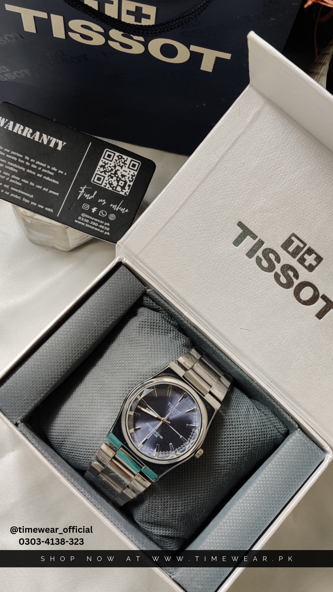 Tissot Chain PRX Silver Blue With Tissot  Premium Box & One Year Warranty