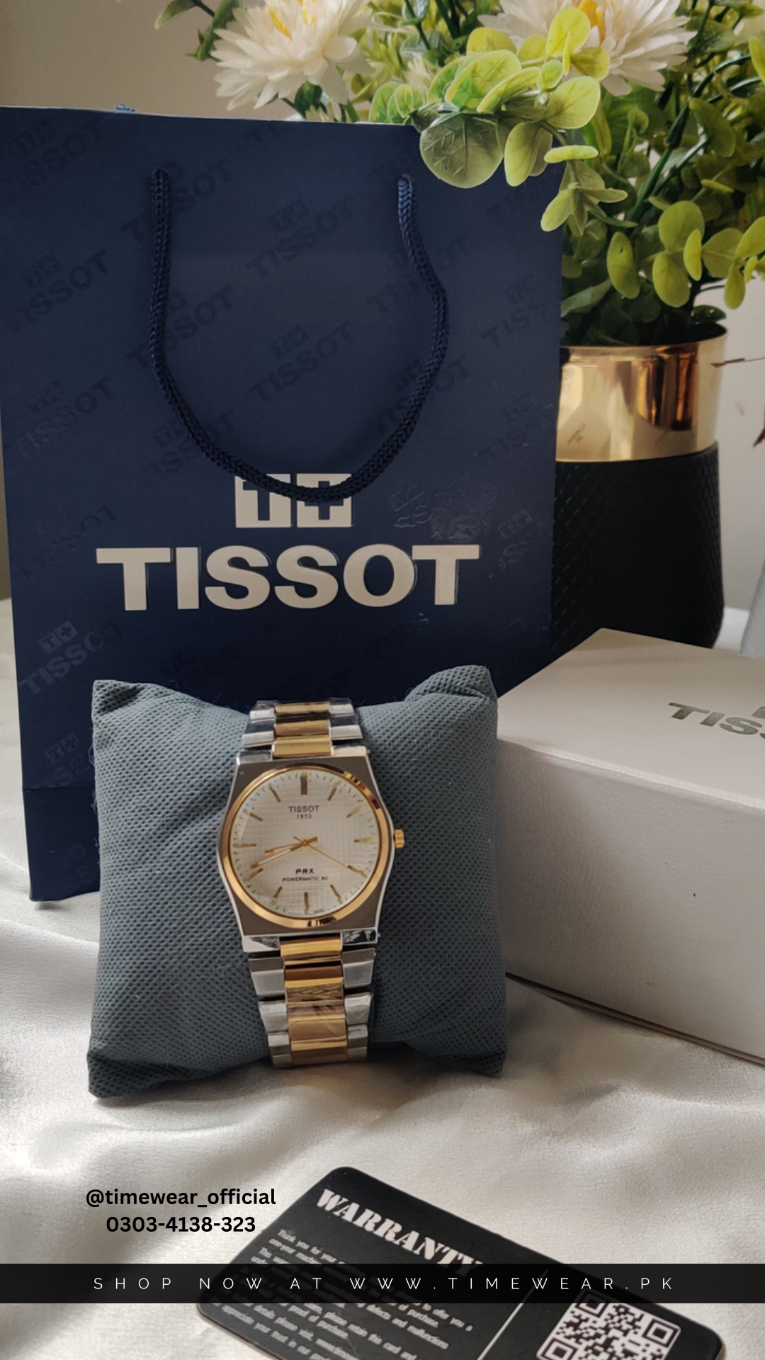 Tissot Chain PRX Two Tone White Dial With Tissot  Premium Box & One Year Warranty