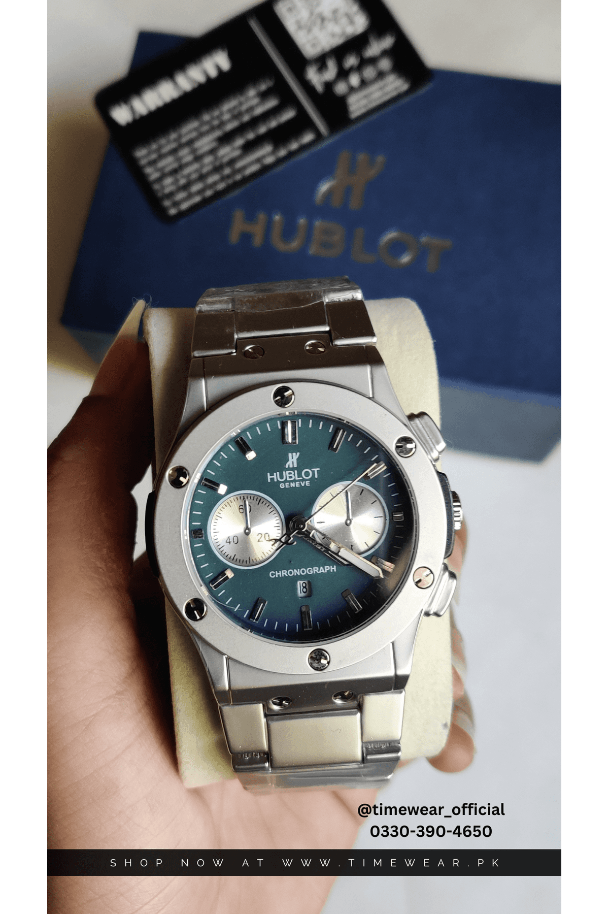 Hublot Chain Chrono Dial Green (Hublot Box & One Year Warranty Card)