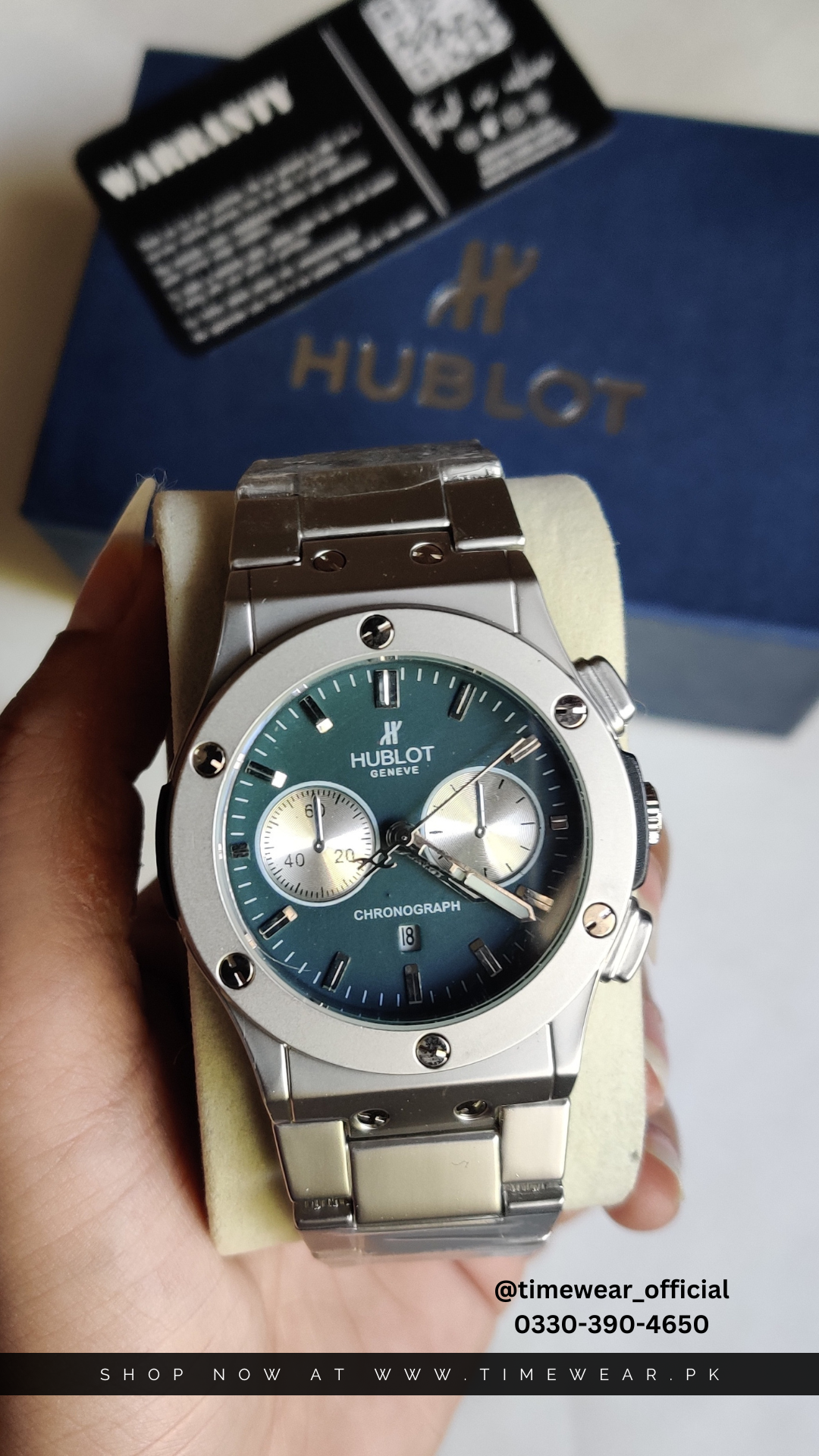 Hublot Chain Chrono Dial Green (Hublot Box & One Year Warranty Card)