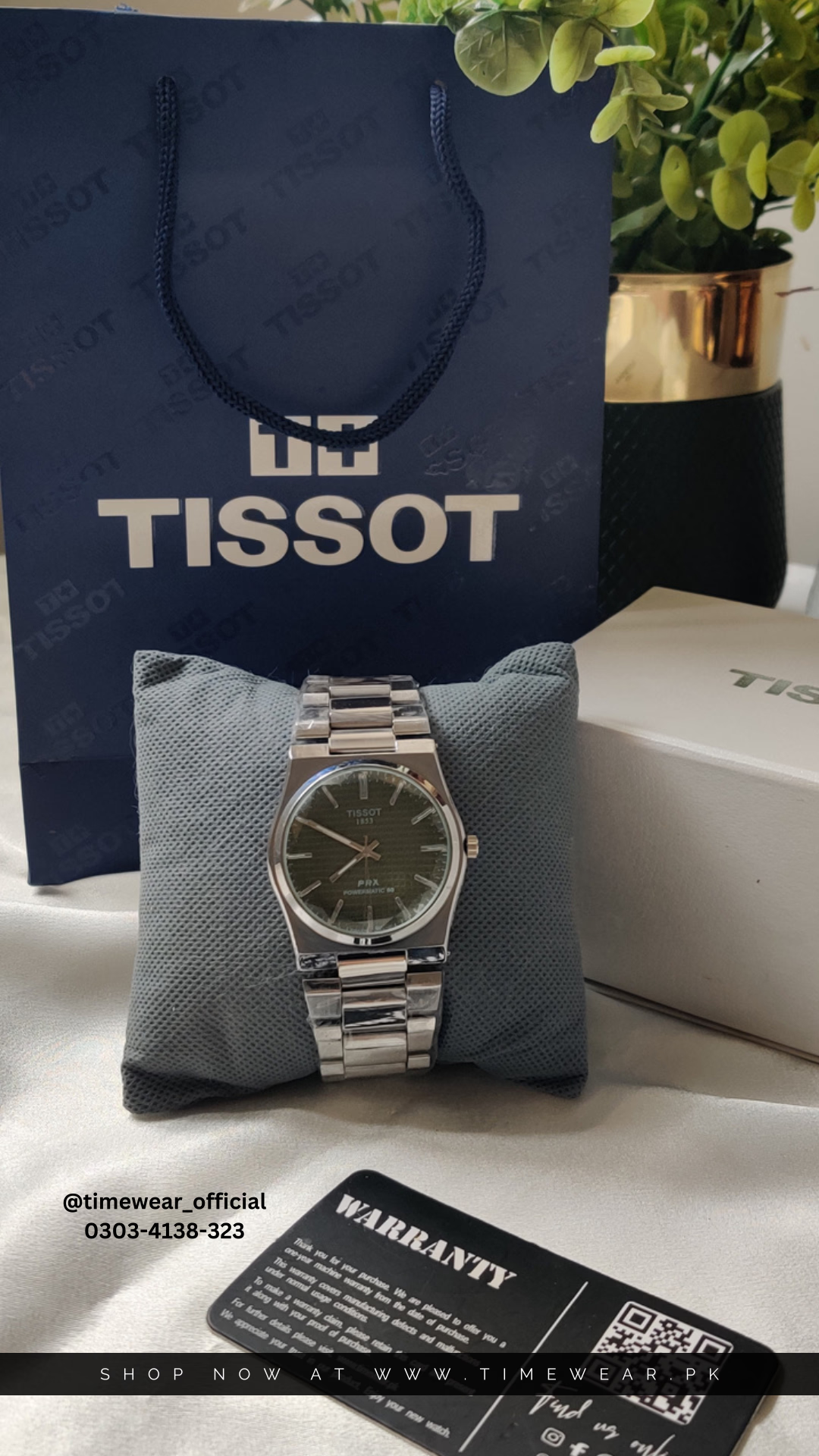 Tissot Chain PRX Silver Green With Tissot  Premium Box & One Year Warranty