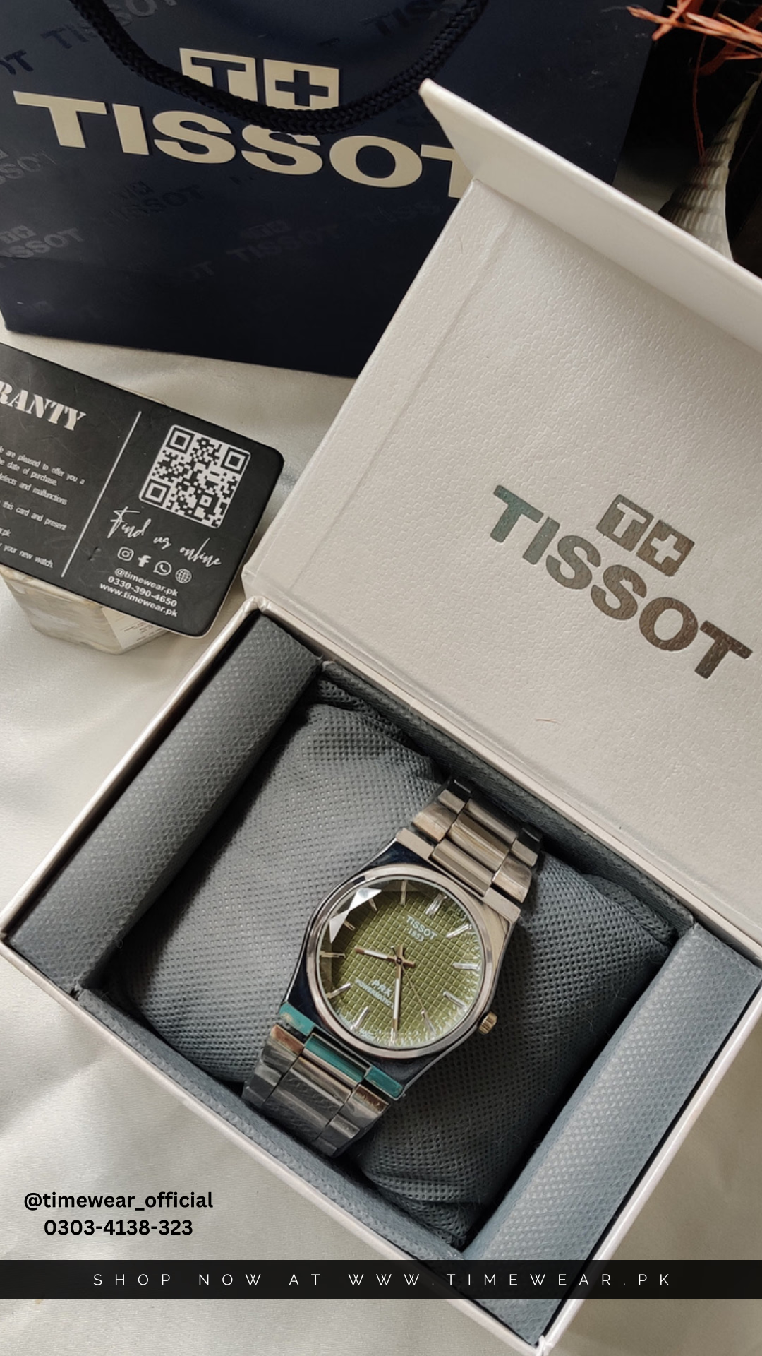 Tissot Chain PRX Silver Green With Tissot  Premium Box & One Year Warranty