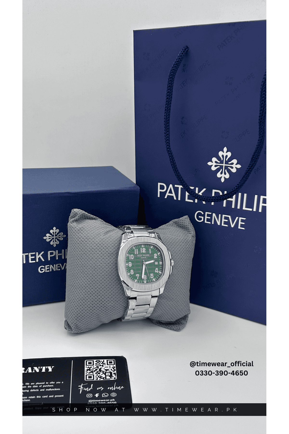 Patek Phillips Silver Green with Patek Box