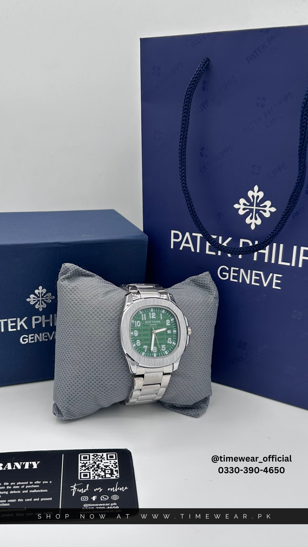 Patek Phillips Silver Green with Patek Box