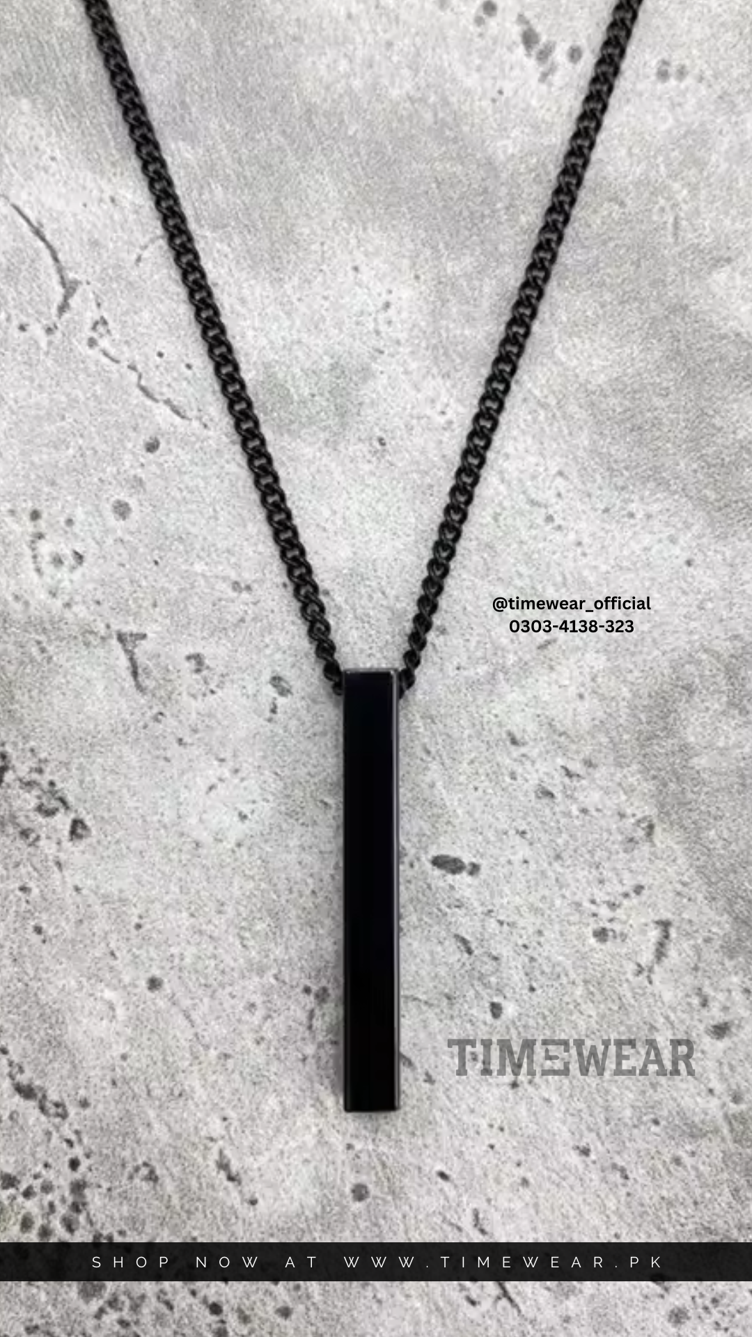 3d Bar Locket (Black)