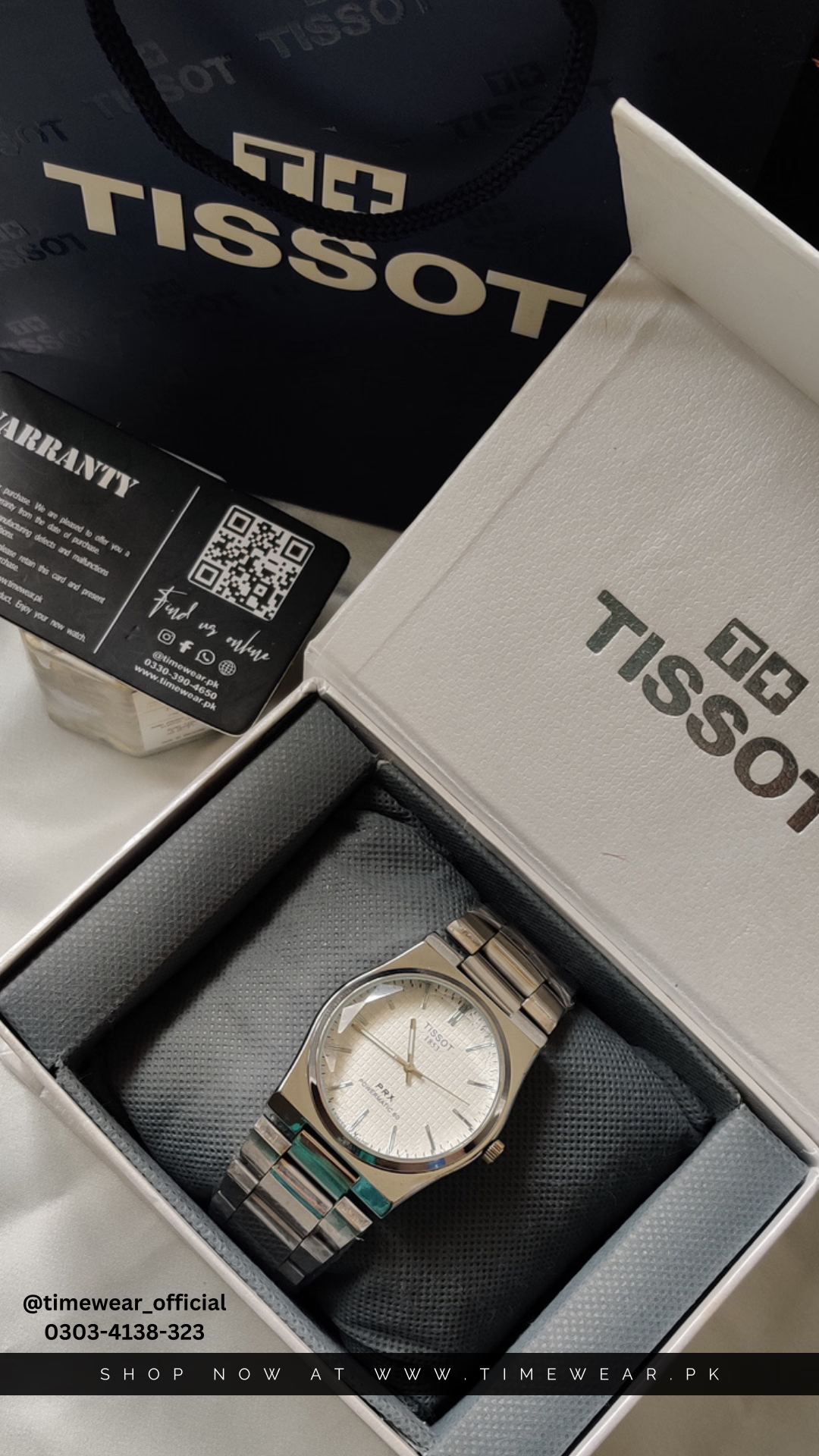 Tissot Chain PRX Silver White With Tissot  Premium Box & One Year Warranty