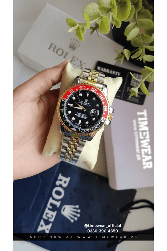 Rolex Gents GMT (Two Tone Chain Red Black Dial) Premium Rolex Box