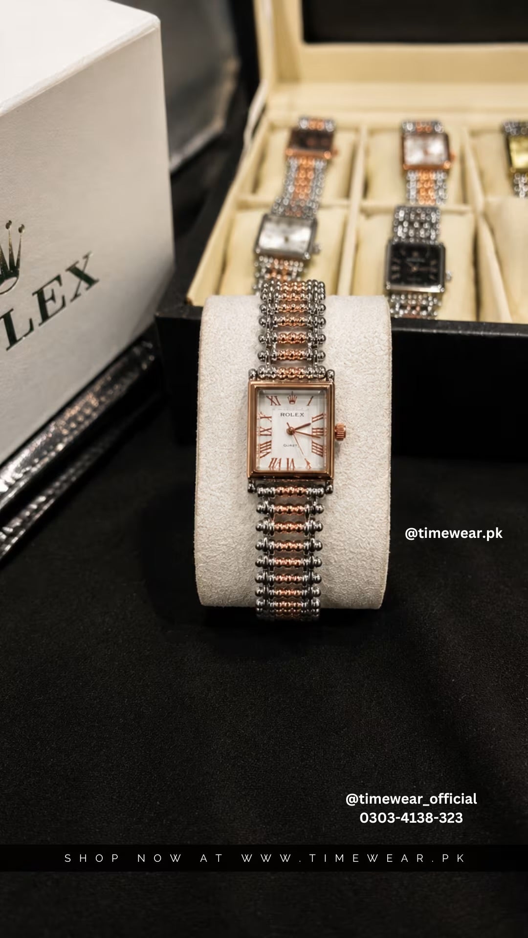 Rolex Roman Two Tone Copper Chain White Dial with Cartier Box & One Year Warranty