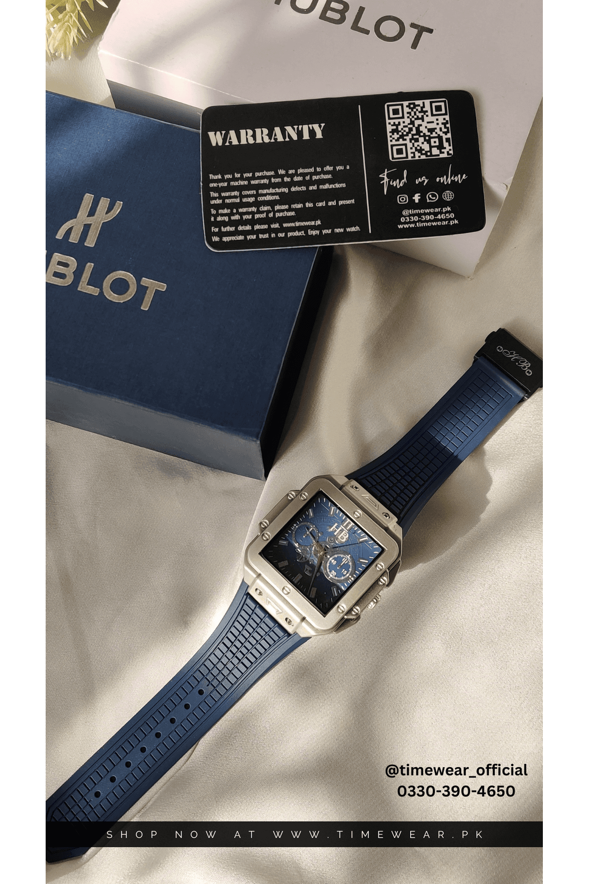 Hublot Square Blue Strap Adjustable Master Lock with Hublot Box