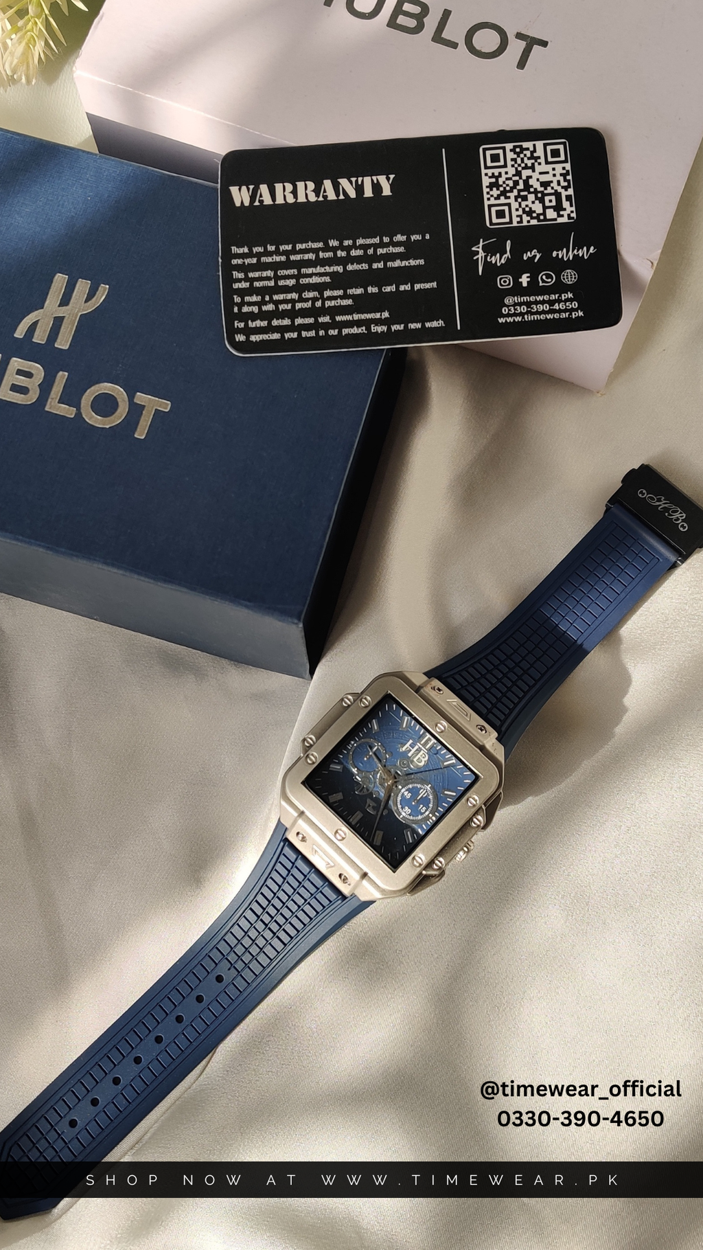Hublot Square Blue Strap Adjustable Master Lock with Hublot Box
