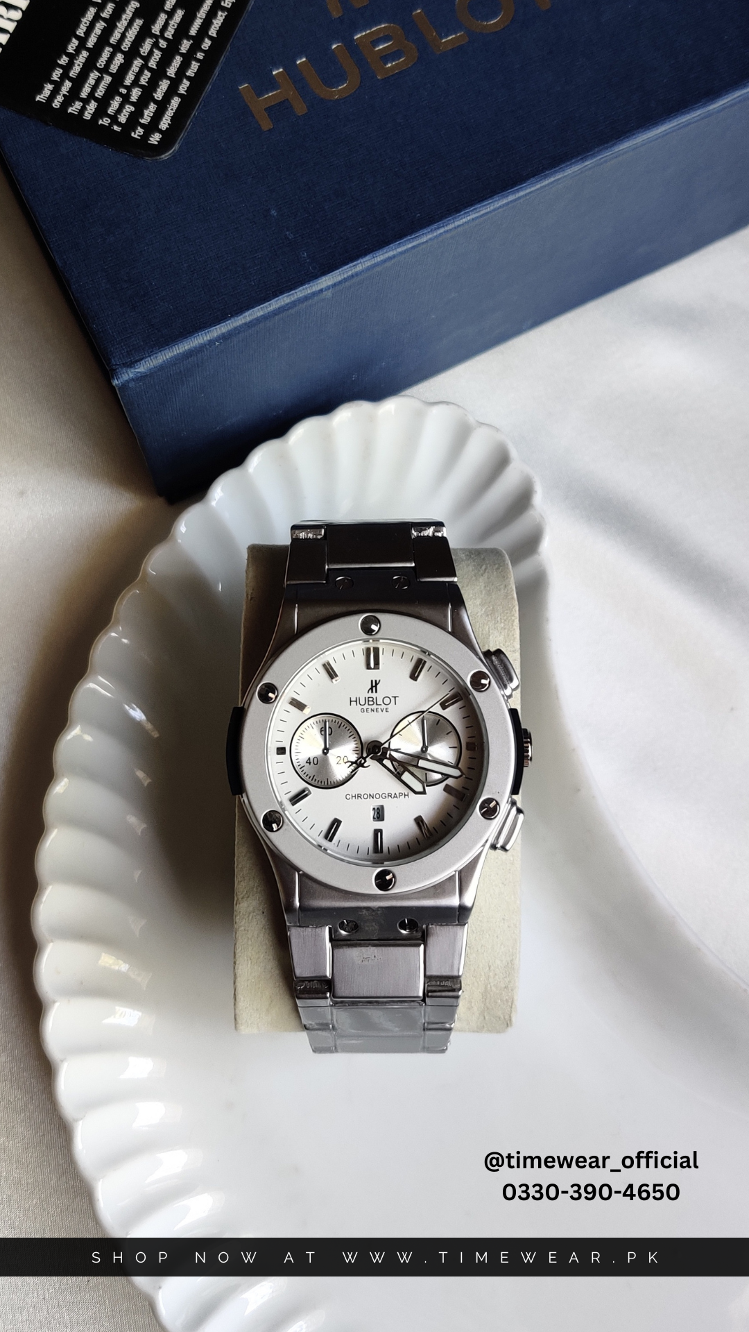 Hublot Chain Chrono Dial White (Hublot Box & One Year Warranty Card)