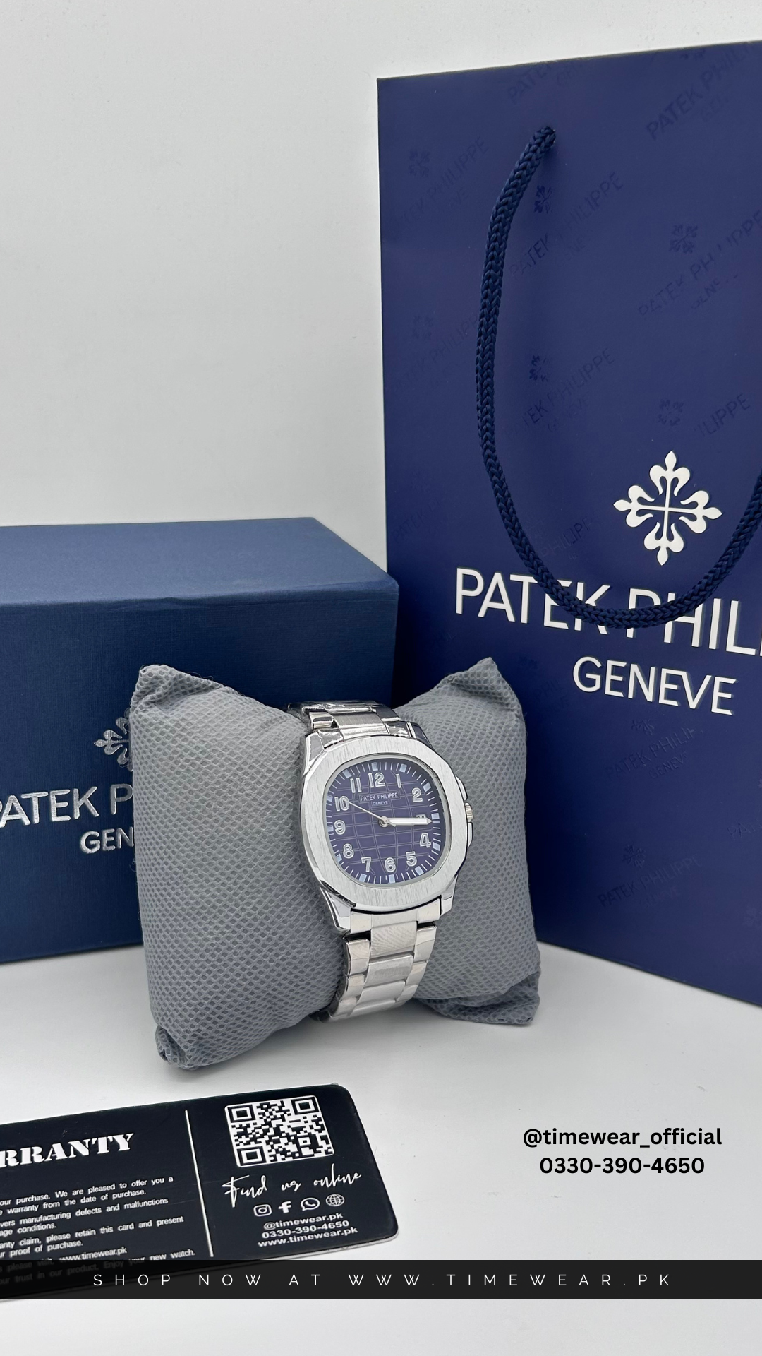 Patek Phillips Silver Blue with Patek Box