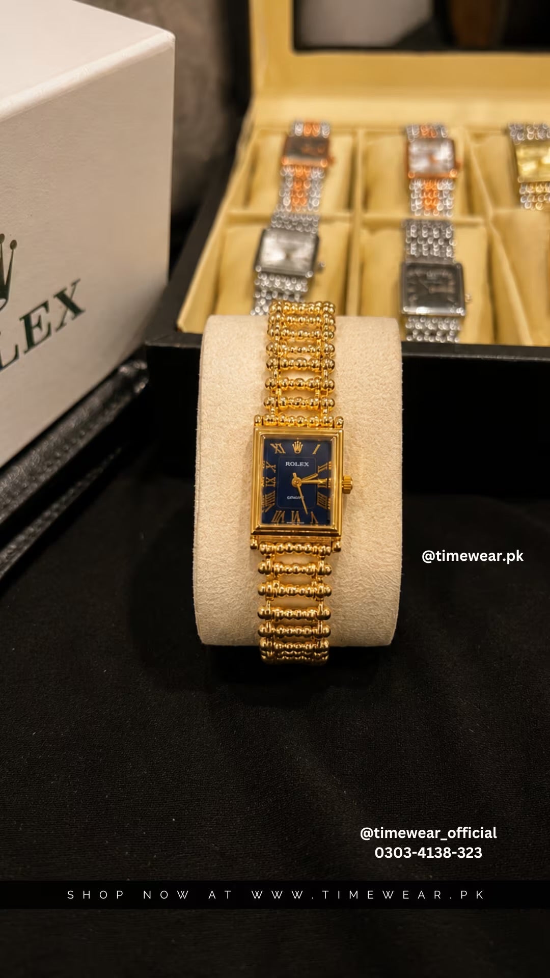 Rolex Roman Golden Chain Black Dial with Rolex Box & One Year Warranty