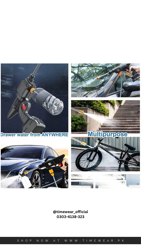 Portable High Pressure Rechargeable Water Gun for Solar, Car & Bike Cleaning