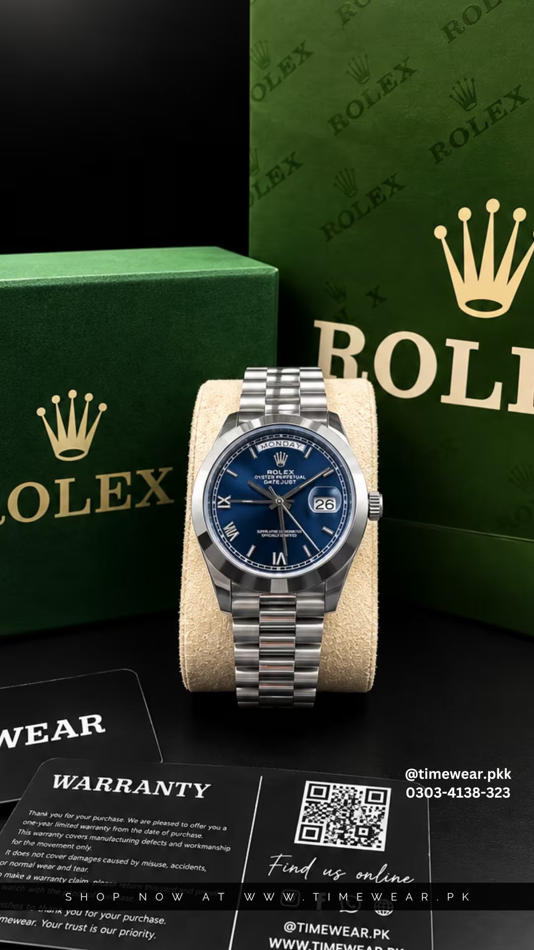 Rolex Gents Crown Lock (RO-SBL) Premium Rolex Box, Bag & Warranty Card