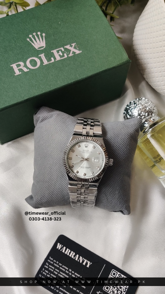 Rolex Gents Kan Silver White with Rolex Box & One Year Warranty