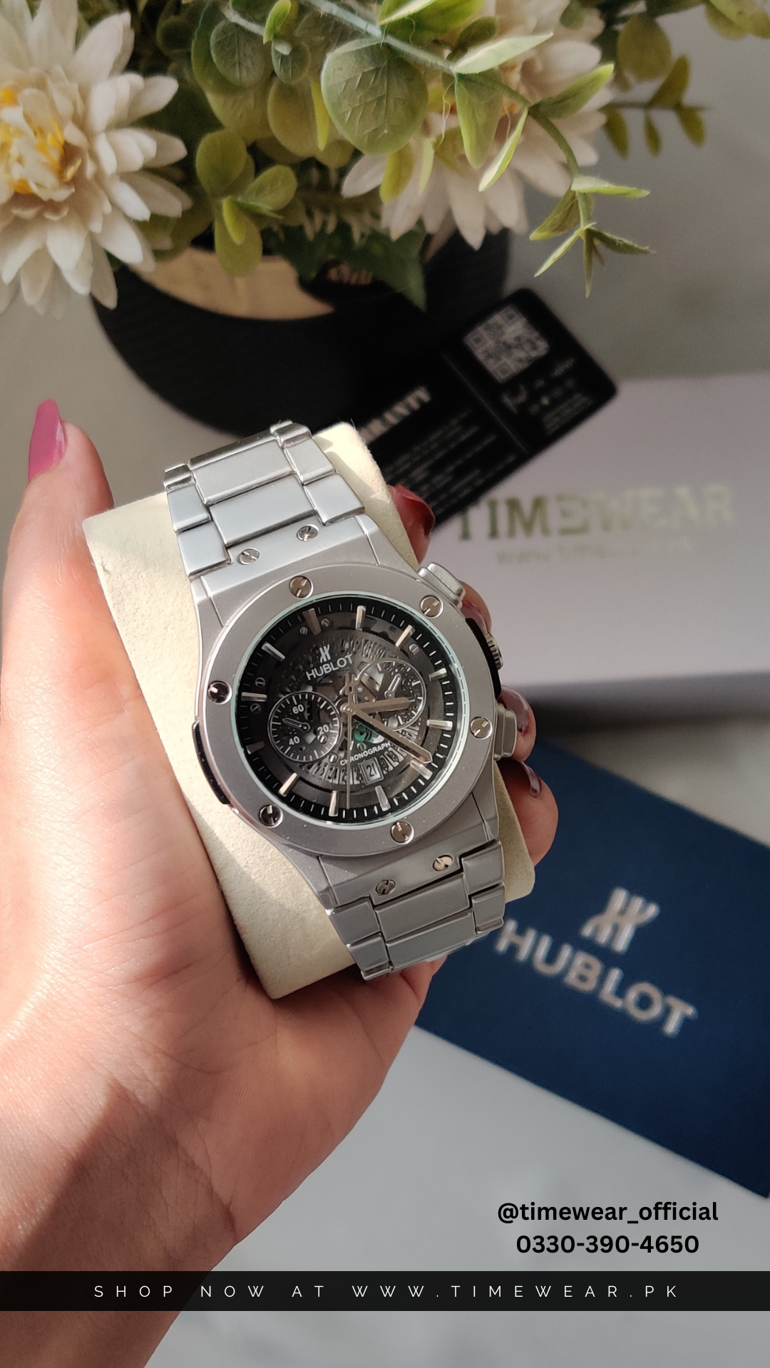 Hublot Chain Skeleton Dial Black (Hublot Box & One Year Warranty Card)