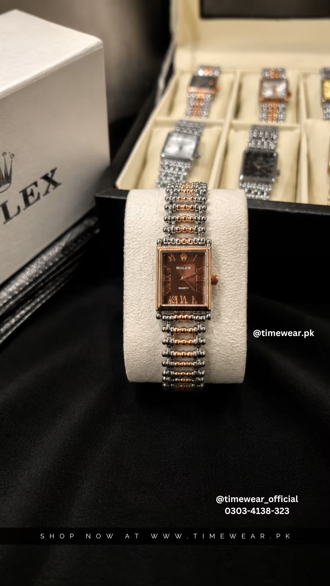 Rolex Roman Two Tone Copper Chain Red Dial with Cartier Box & One Year Warranty