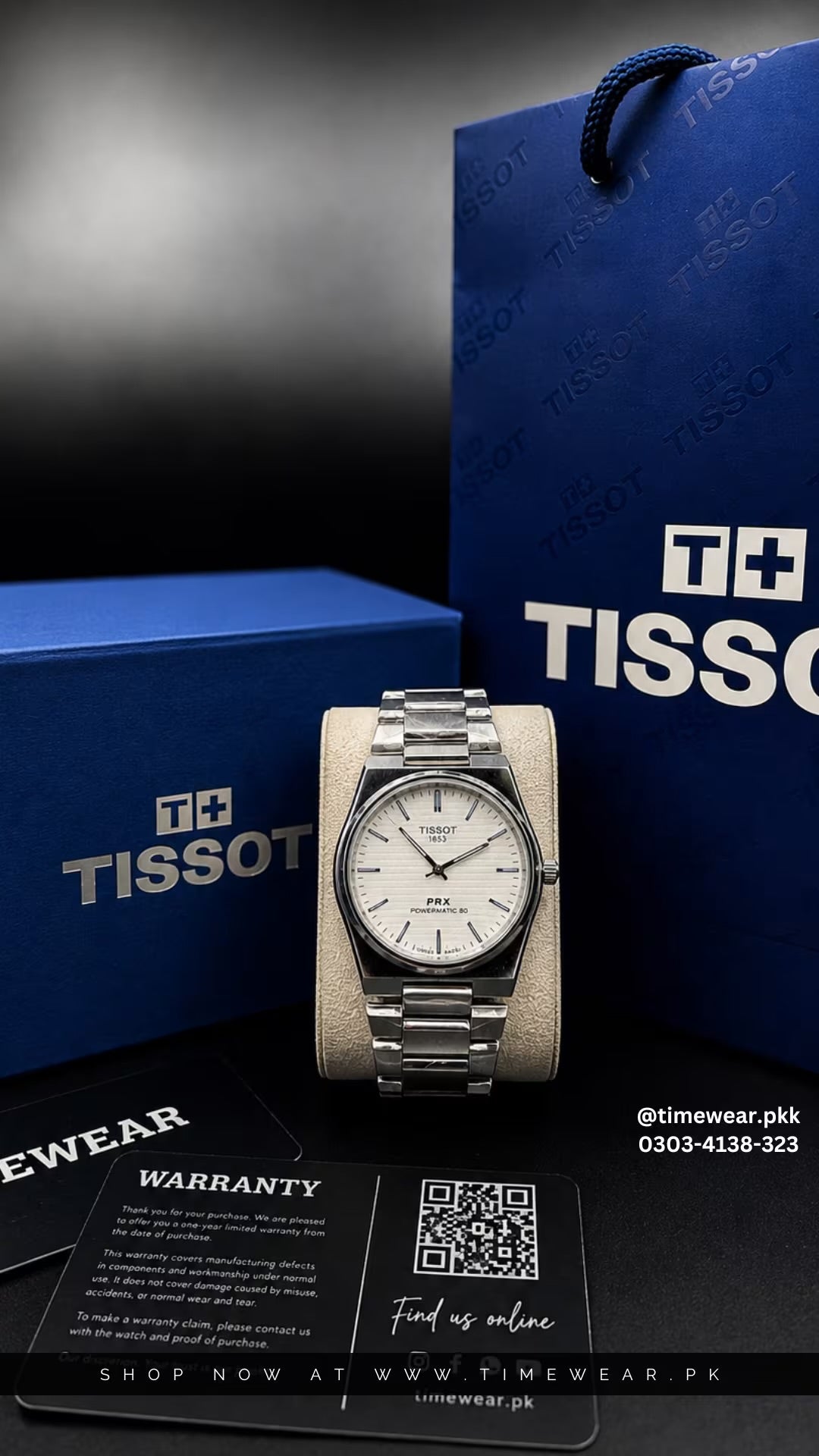 Tissot Chain PRX Silver White With Tissot  Premium Box & One Year Warranty