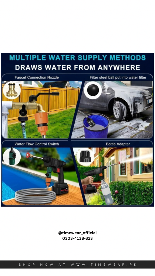 Portable High Pressure Rechargeable Water Gun for Solar, Car & Bike Cleaning