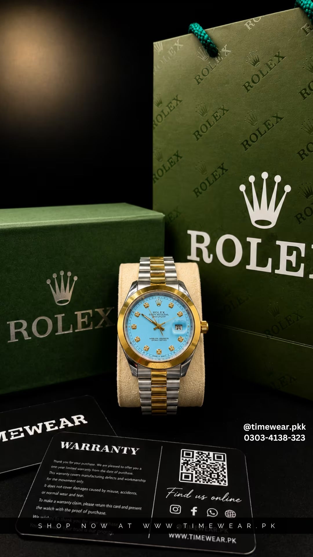 Rolex Gents Crown Lock (Tiffany) Premium Rolex Box, Bag & Warranty Card
