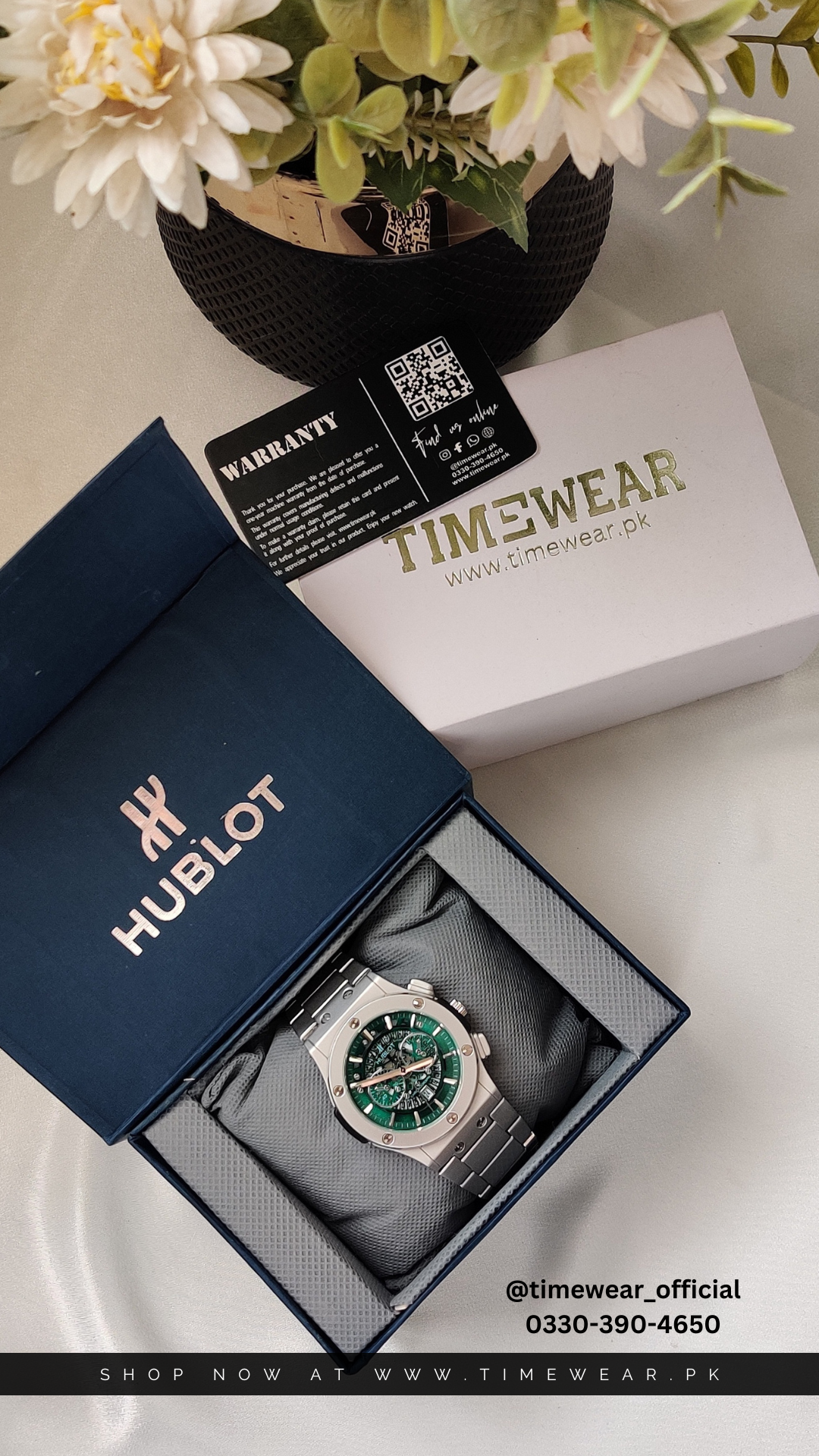 Hublot Chain Skeleton Dial Green (Hublot Box & One Year Warranty Card)