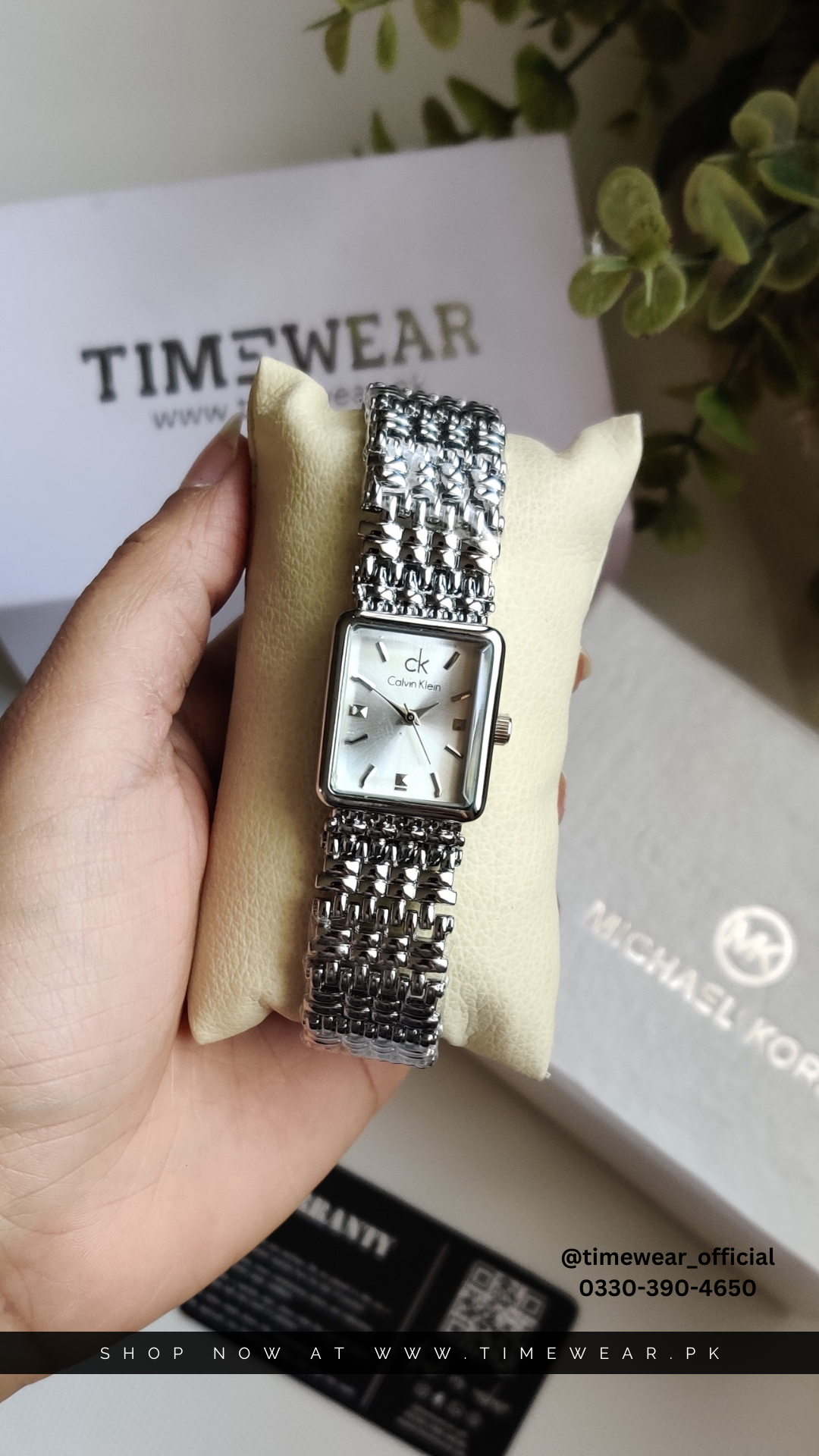 Calvin Klein Square Ladies Watch with Premium Box (SS)