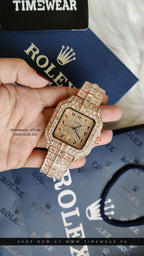 Rolex Gents Arabic Dial Iced Out Watch(Rose Gold)