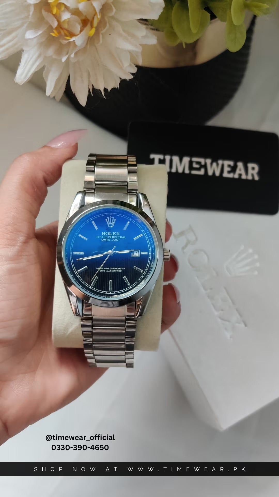 Rolex Gents (BL-Date-SB) with Rolex Box & One Year Machine Warranty