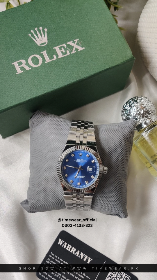 Rolex Gents Kan Silver Blue with Rolex Box & One Year Warranty